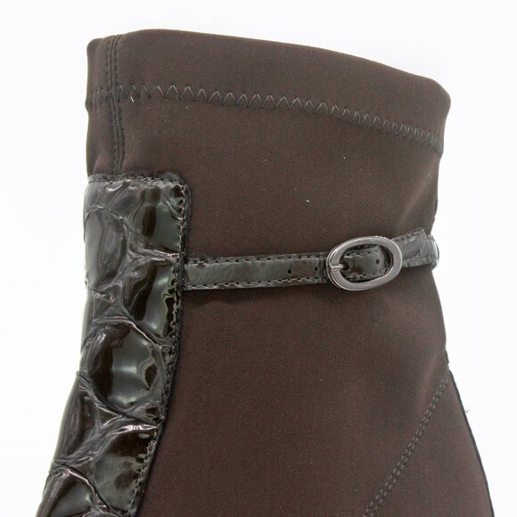 Donald J Pliner Fabric and Croc Embossed Pointed Toe Stiletto Boots: Size 8.5 M - Picture 8 of 9